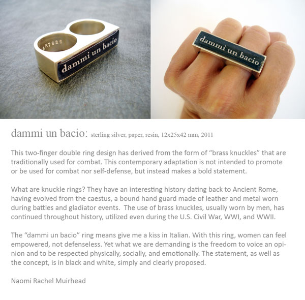 "dammi un bacio" double finger ring by Naomi Muirhead