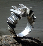 ice ring cast in sterling silver