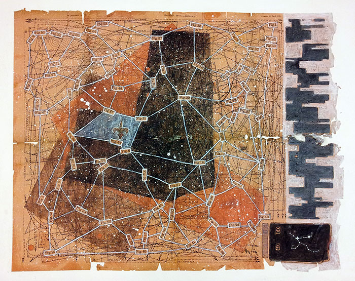 Naomi Muirhead, "Fig. 1 (Perseids)", mixed media on paper, 70x100cm, 2013