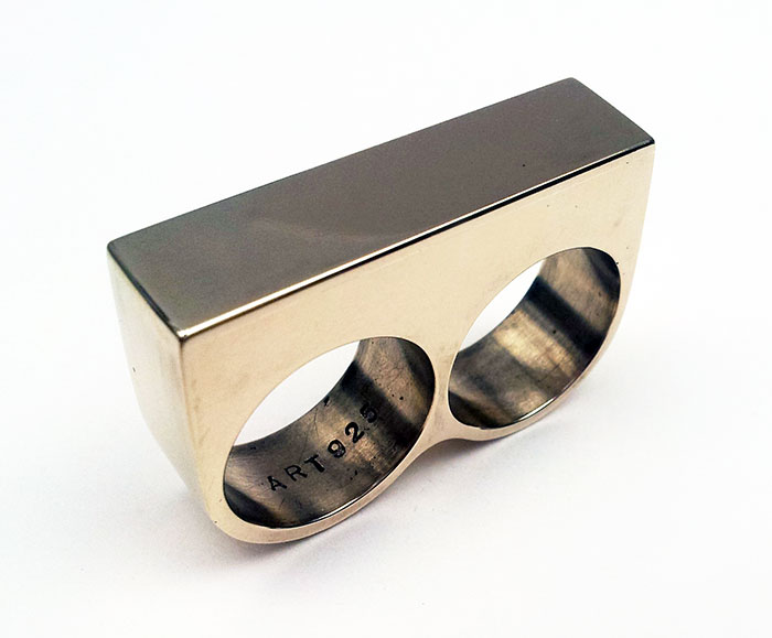 Brass hollow construction double finger ring